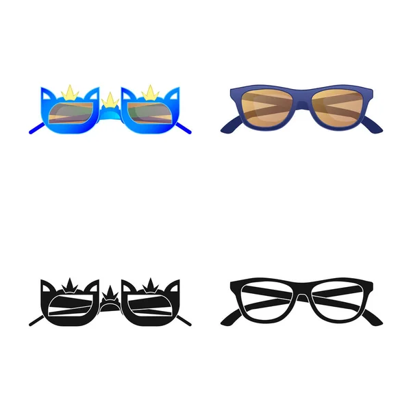 Ilustración vectorial de gafas y gafas de sol signo. Conjunto de gafas y accesorio símbolo de stock para web . — Archivo Imágenes Vectoriales