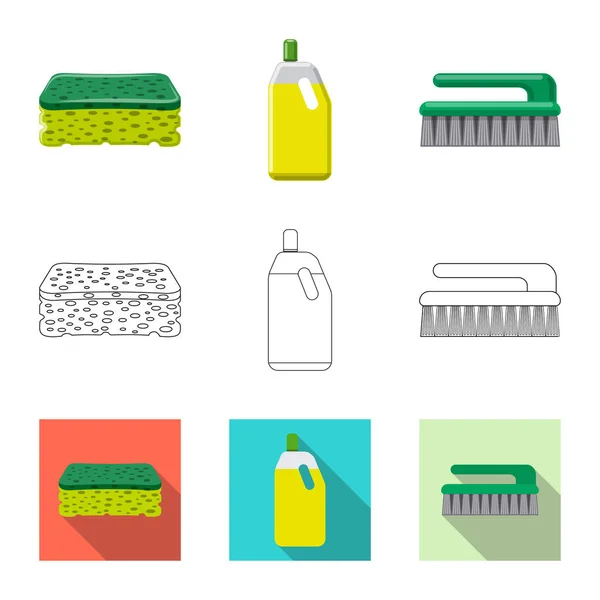 Векторная иллюстрация логотипа уборки и сервиса. Комплект векторной иллюстрации чистки и бытовых запасов . — стоковый вектор