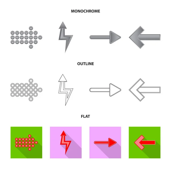 Objeto aislado de elemento y logotipo de flecha. Conjunto de ilustración de vector de stock de elemento y dirección . — Archivo Imágenes Vectoriales