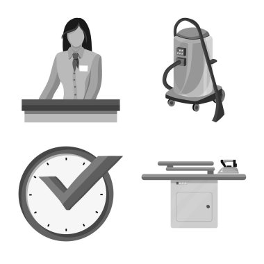 Çamaşırhane ve temiz simgesi yalıtılmış nesne. Çamaşır ve giysi hisse senedi vektör çizim topluluğu.