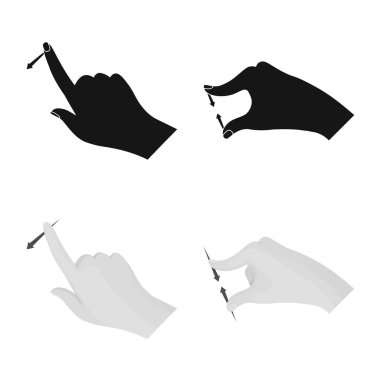 Dokunmatik ve el simge vektör Illustration. Dokunmatik ekran ayarla ve hisse senedi simgesi web için dokunmatik.