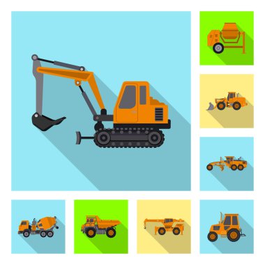 Yapı ve inşaat simgesi yalıtılmış nesne. Yapı ve makine hisse senedi vektör çizim seti.