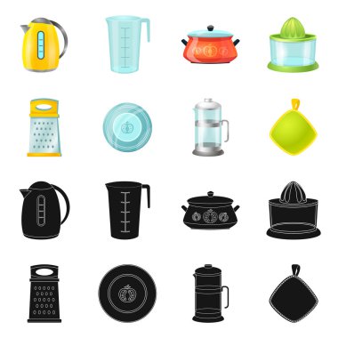 Mutfak ve yemek simge vektör tasarımı. Web için mutfak ve cihaz hisse senedi simgesi kümesi.