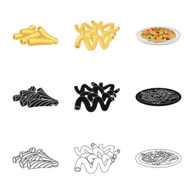 Makarna ve karbonhidrat logo vektör Illustration. Hisse senedi için makarna makarna ve vektör simge kümesi.