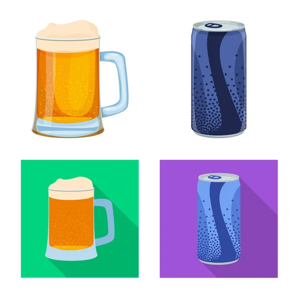 Design vetorial de bebida e logotipo da barra. Coleção de bebida e símbolo de estoque de partido de web . — Vetor de Stock