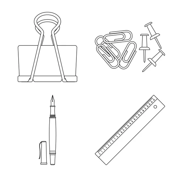 Conception vectorielle de bureau et icône d'approvisionnement. Collecte de symboles de bureau et de stock scolaire pour le web . — Image vectorielle