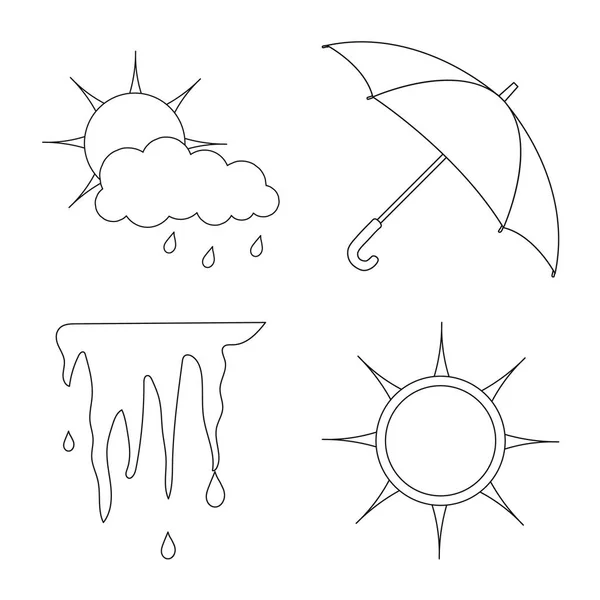 Isoliertes Objekt von Wetter- und Klimazeichen. Wetter- und Wolkenaktiensymbol für das Web. — Stockvektor