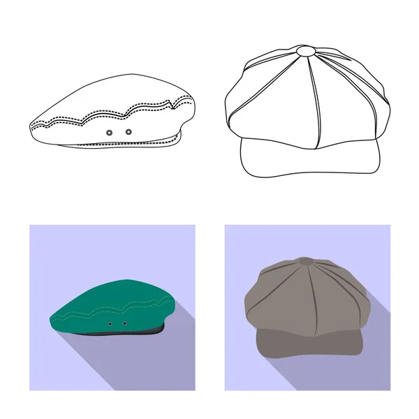 Illustration vectorielle du couvre-chef et du symbole du chapeau. Collection de couvre-chef et icône vectorielle accessoire pour stock . — Image vectorielle