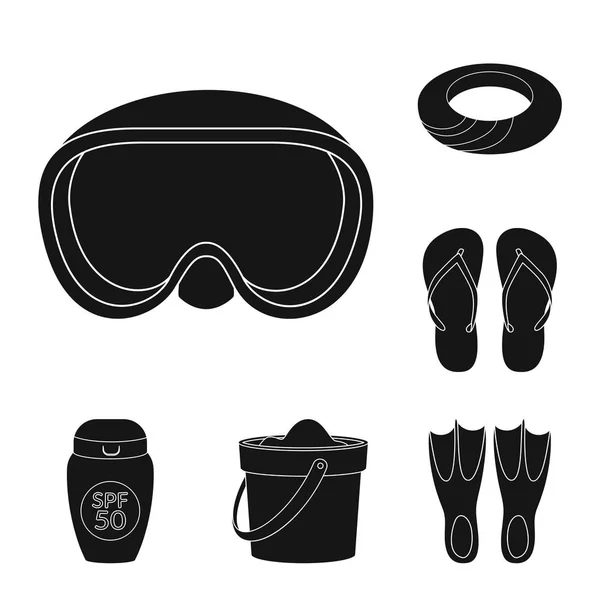 Diseño vectorial del equipo y logotipo de natación. Colección de equipos e icono de vector de actividad para stock . — Vector de stock