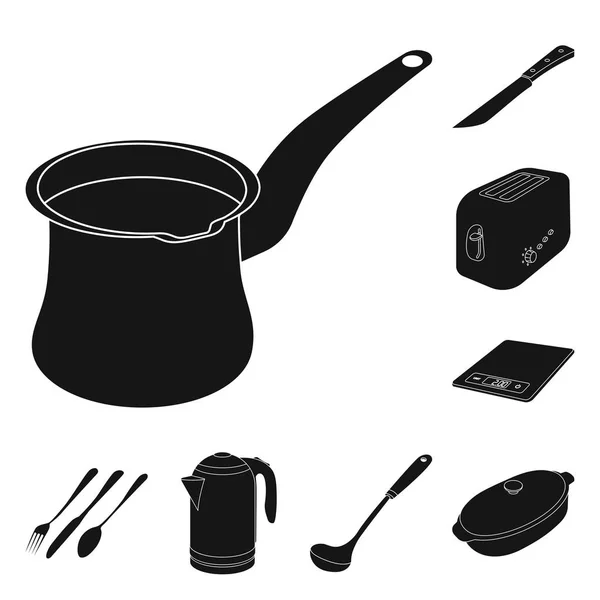 Geïsoleerde object van keuken en cook symbool. Set van keuken- en apparatenbouw vector pictogram voor voorraad. — Stockvector