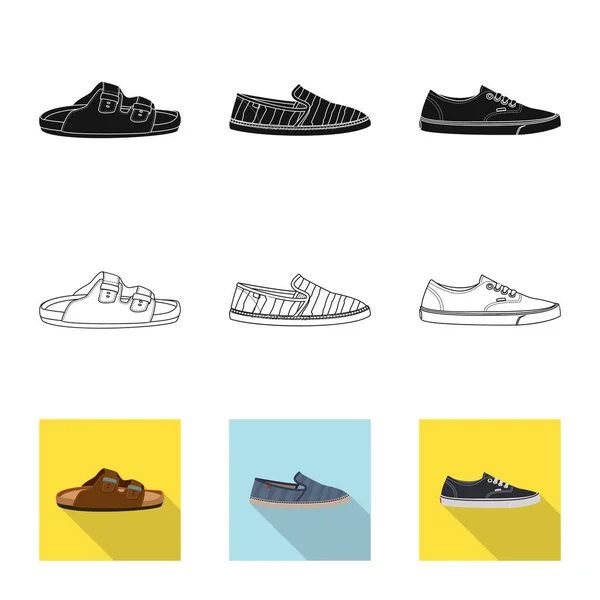 Illustration vectorielle du symbole chaussure et chaussures. Collection d'illustrations vectorielles de chaussures et de pieds . — Image vectorielle