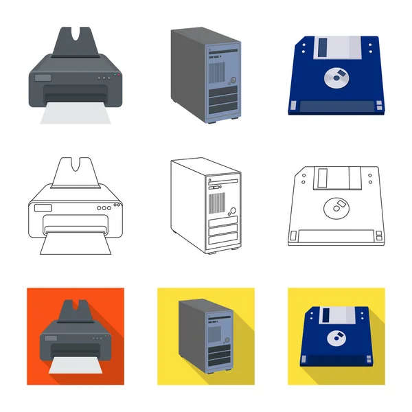 Illustration vectorielle de l'ordinateur portable et du symbole de l'appareil. Collection d'ordinateur portable et le symbole stock serveur pour le web . — Image vectorielle