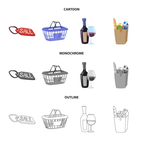 Objeto aislado del icono de comida y bebida. Conjunto de ilustración de vectores de alimentos y existencias . — Archivo Imágenes Vectoriales