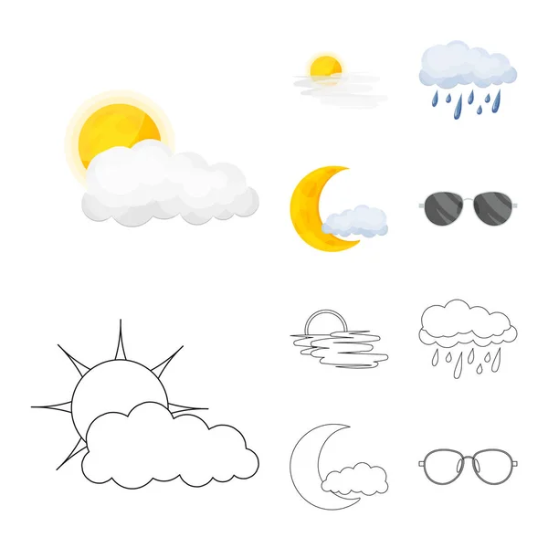 Vector ontwerp van weer en klimaat-logo. Set van weer en cloud aandelensymbool voor web. — Stockvector
