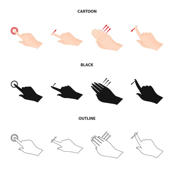 Isolerade objekt av pekskärm och hand-logotypen. Samling av pekskärm och touch lager vektorillustration. — Stock vektor