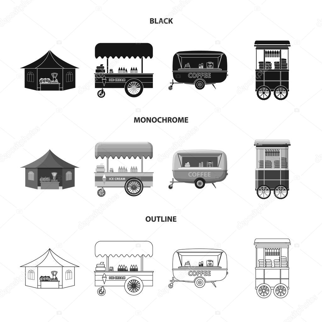 Vector design of market and exterior symbol. Set of market and food vector icon for stock.