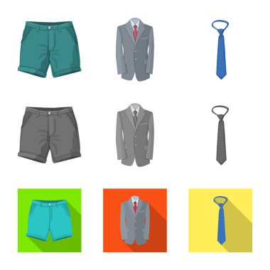 Adam ve giyim sembolü yalıtılmış nesne. Adam ayarla ve stok vektör çizim giymek.