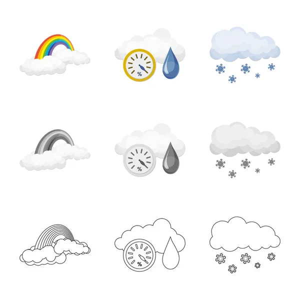 Diseño vectorial del clima y el símbolo del clima. Conjunto de ilustración de vectores de tiempo y nube . — Archivo Imágenes Vectoriales