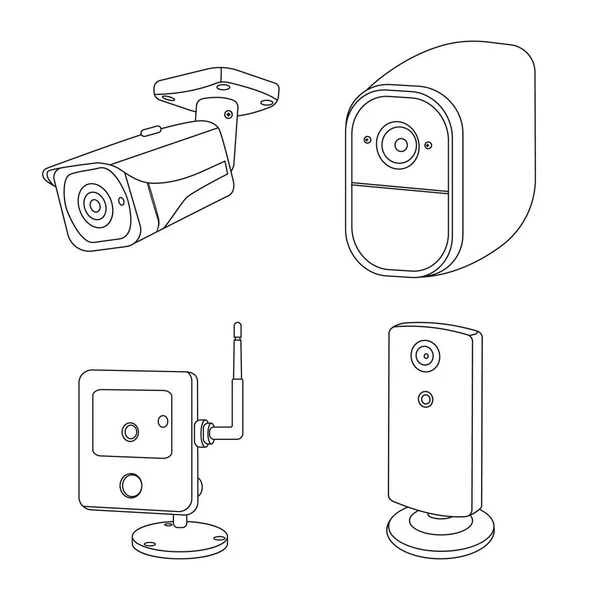 Isolated object of cctv and camera symbol. Collection of cctv and system stock vector illustration. — Stock Vector
