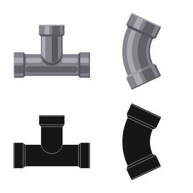 Boru ve tüp simge vektör tasarımı. Boru ve boru hattı hisse senedi vektör çizim seti.