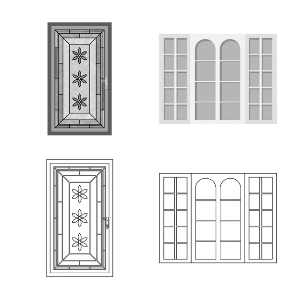 Ilustração vetorial da porta e do sinal frontal. Coleção de porta e vetor de madeira ícone para estoque . — Vetor de Stock