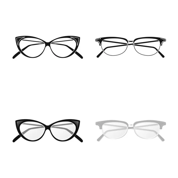 Diseño vectorial de gafas y símbolo del marco. Colección de gafas y accesorio icono vectorial para stock . — Vector de stock