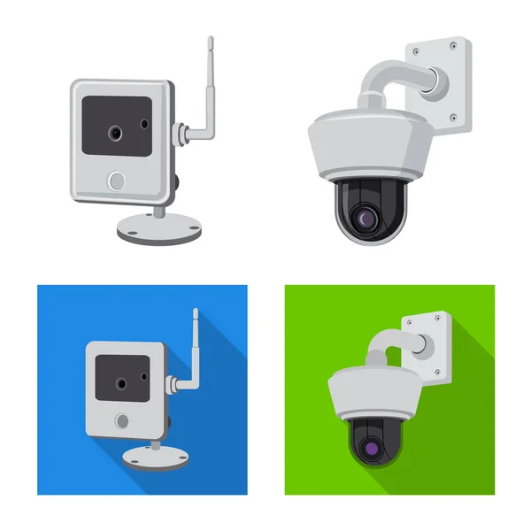 Objeto aislado de cctv e icono de la cámara. Conjunto de cctv y sistema de stock símbolo para web . — Vector de stock