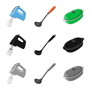 Mutfak ve yemek logo vektör Illustration. Hisse senedi için mutfak ve cihazı vektör simge topluluğu.