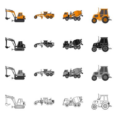 Yapı ve inşaat simge vektör Illustration. Hisse senedi için yapı ve makine vektör simge kümesi.