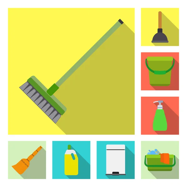 Geïsoleerde object van schoonmaak en dienst ondertekenen. Collectie van schoonmaak- en huishoudelijke vector pictogram voor voorraad. — Stockvector