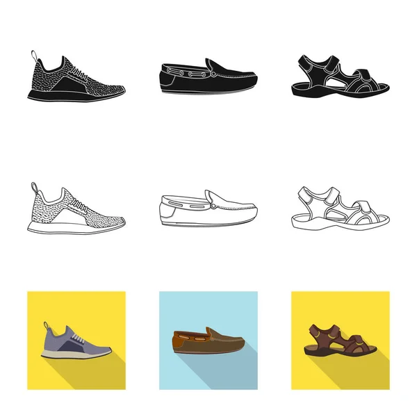 Diseño vectorial de zapato y símbolo de calzado. Colección de zapato y pie icono vectorial para stock . — Vector de stock