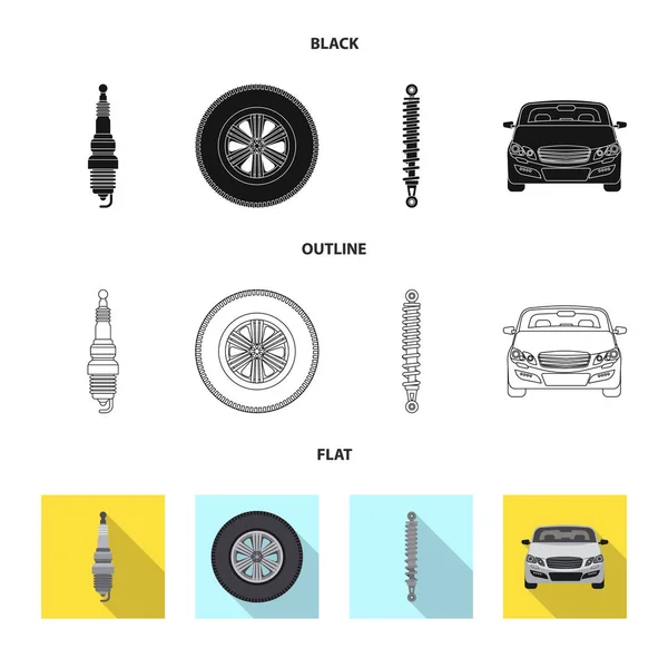 Ilustración vectorial de auto y parte icono. Colección de auto y coche stock vector ilustración . — Vector de stock