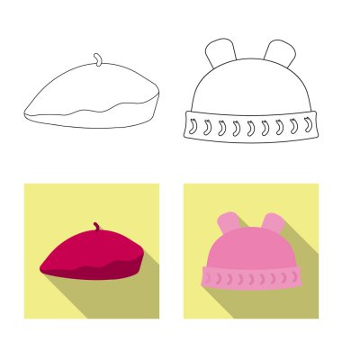 Şapkalar ve kap logo vektör Illustration. Şapkalar ve web için aksesuar hisse senedi simgesi.