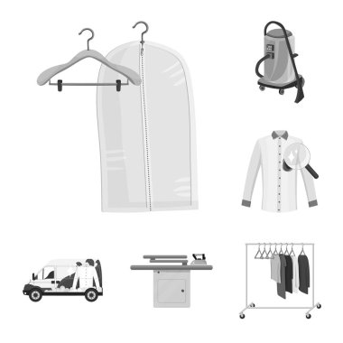 Çamaşırhane ve temiz sembol yalıtılmış nesne. Çamaşırhane ve giyim koleksiyonu vektör hisse senedi simgesi.