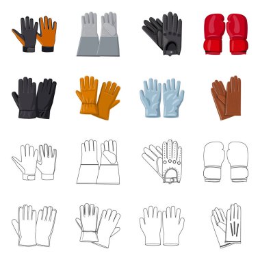 Eldiven ve kış simge vektör tasarımı. Eldiven ve ekipman hisse senedi vektör çizim topluluğu.