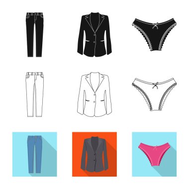 Kadın ve giyim simge vektör tasarımı. Kadın ayarla ve vektör simge stok giyim.