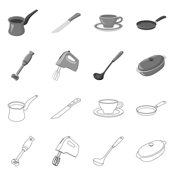 厨房和厨师图标的孤立对象。网络厨房和家电库存符号集. — 图库矢量图片