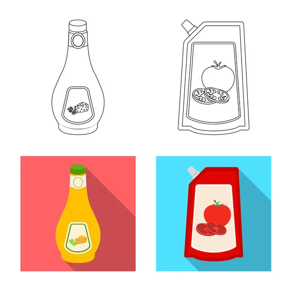 Objet isolé de boîte et symbole de nourriture. Collection d'illustrations vectorielles de boîtes et d'emballages . — Image vectorielle