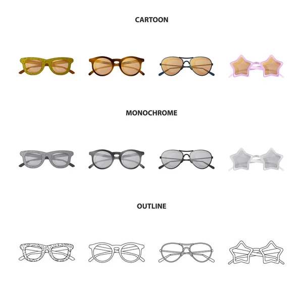 Gözlük ve güneş gözlüğü simge vektör Illustration. Gözlük ve hisse senedi için aksesuar vektör simge kümesi. — Stok Vektör