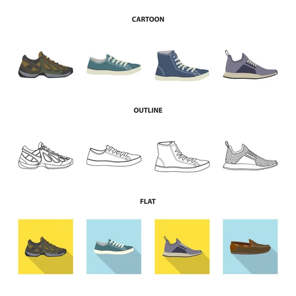 Elkülönített objektum cipő és lábbeli jel. A cipő- és vektor ikon készletek gyűjteménye. — Stock Vector