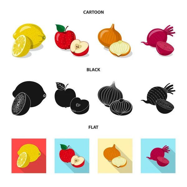 Vector ontwerp van groente- en fruitsector teken. Set van plantaardige en vegetarische aandelensymbool voor web. — Stockvector