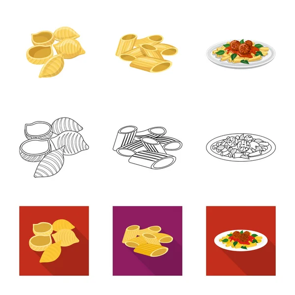 Conception vectorielle des pâtes et des glucides icône. Collection de pâtes et macaronis vecteur icône pour le stock . — Image vectorielle