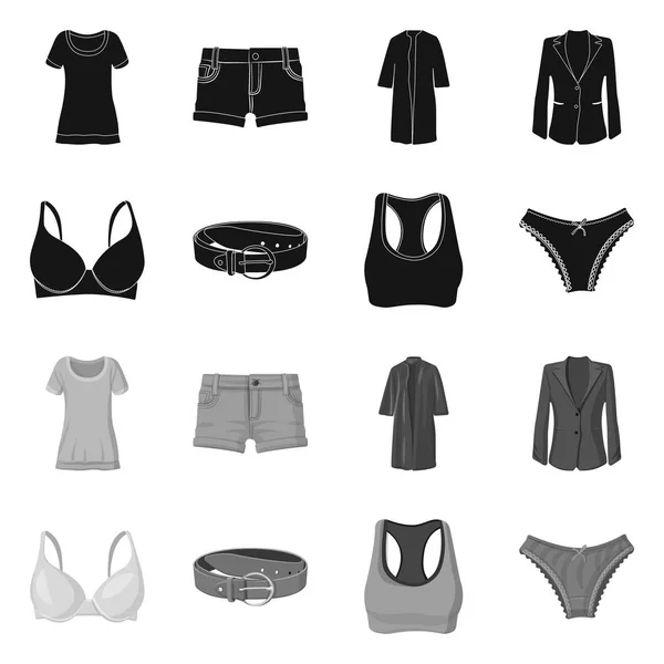 Objeto aislado de la mujer y el icono de la ropa. Colección de mujer y desgaste símbolo de stock para la web . — Vector de stock