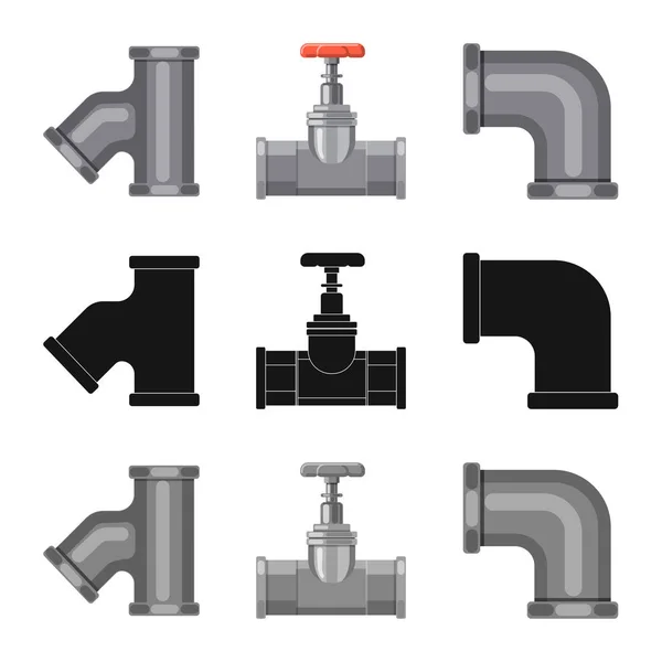Objeto isolado de símbolo de tubo e tubo. Conjunto de tubo e pipeline símbolo de estoque para web . —  Vetores de Stock
