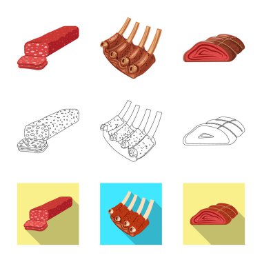 Et ve jambon simge vektör Illustration. Et ve hisse senedi vektör çizim pişirme.