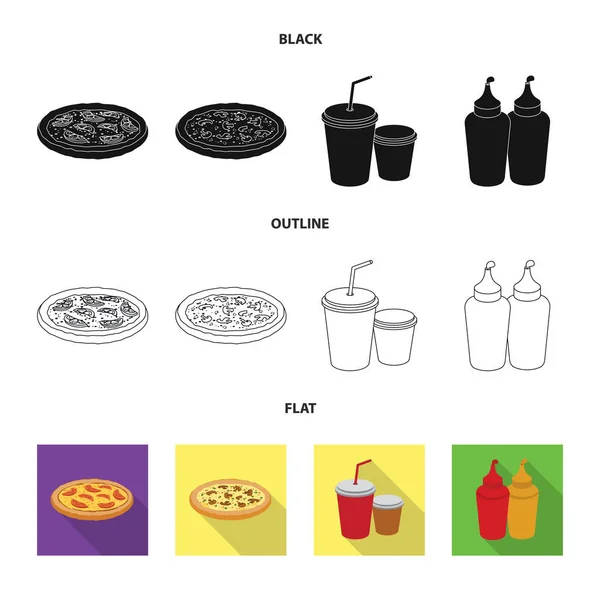 比萨和食品标识的矢量插图。收藏比萨和意大利股票矢量插图. — 图库矢量图片