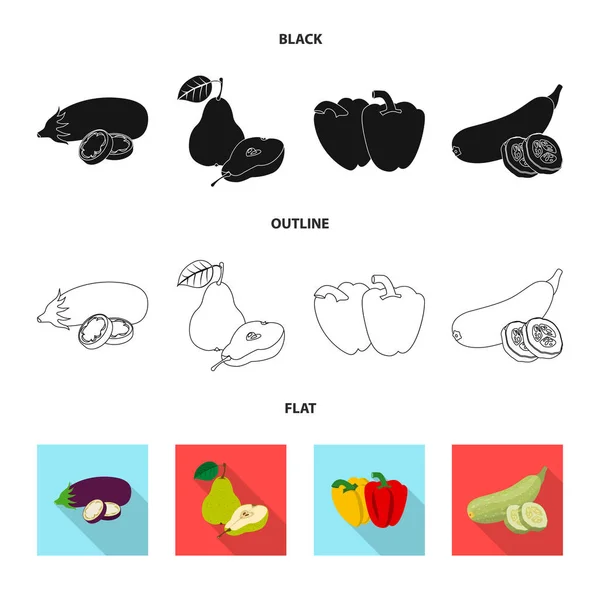 Ilustração vetorial do sinal vegetal e frutífero. Conjunto de ícone vetorial vegetal e vegetariano para estoque . — Vetor de Stock