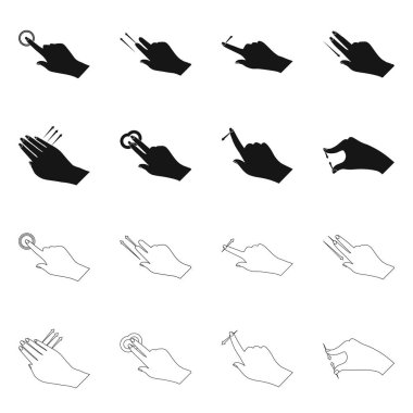 Dokunmatik ve el işareti yalıtılmış nesne. Dokunmatik ekran ve dokunmatik hisse senedi simgesi için web topluluğu.