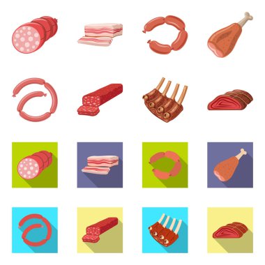 Et ve jambon simge vektör tasarımı. Et ve hisse senedi için pişirme vektör simgesi ayarla.