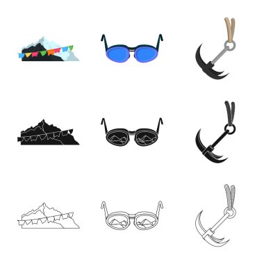 Dağcılık ve tepe logo vektör çizimi. Kamp ve dağcılık Topluluğu web için hisse senedi simgesi.